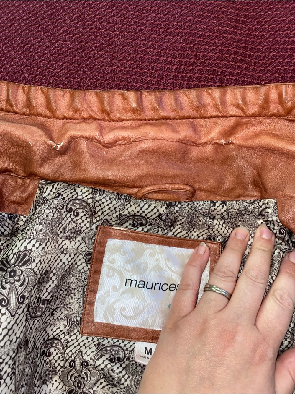 Maurices Copper Brown Faux Leather Bomber Jacket - Picture 8 of 8